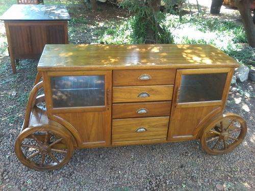 Very unusual Carriage / Coach , sideboard /display in kiaat. Free delivery in Jhb /Pta